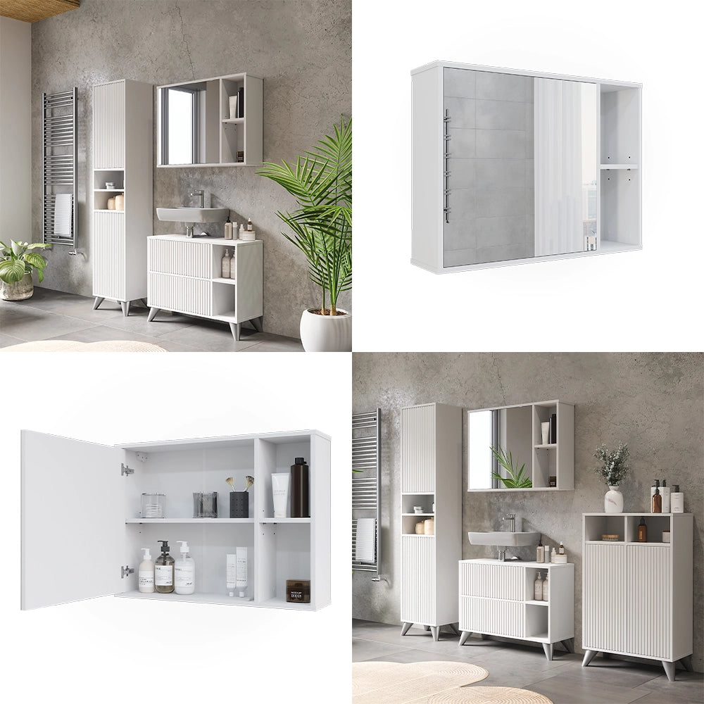 Vicco Mobile a specchio per il bagno Bianco 80 x 60 cm