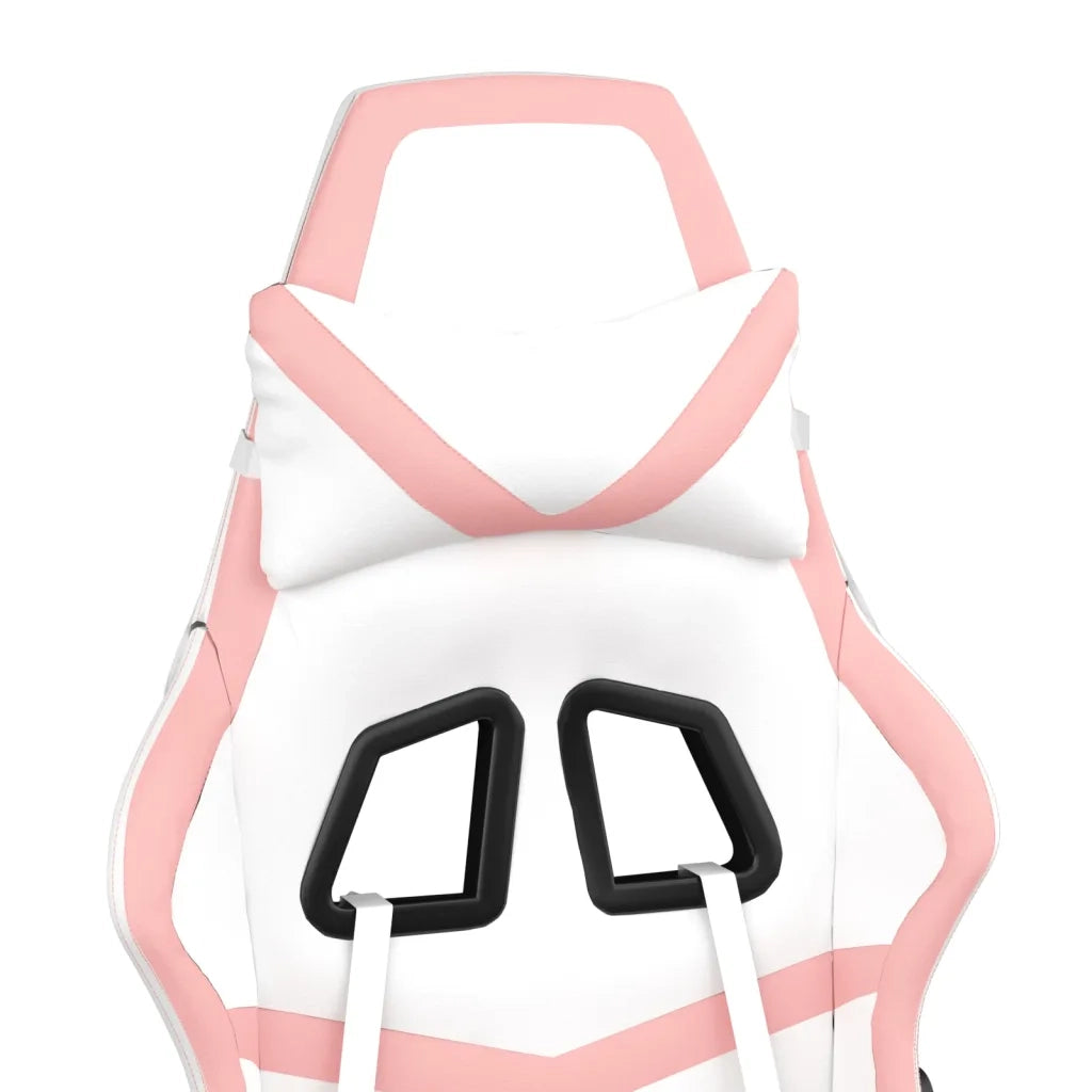 Sedia da Gaming | Sedia da e-sports con Poggiapiedi Bianco e Rosa in Similpelle