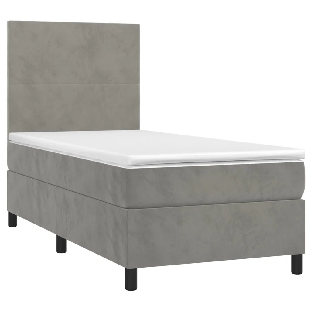 Letto a Molle Materasso e LED-Struttura Letto con Materasso Grigio Chiaro 80x200 cm Velluto 109297
