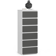 Cassettiera AKORD CL6 Cassettiera Bianca 40 cm 6 cassetti inserto frontale Grigio Grafite 40x35x109 cm