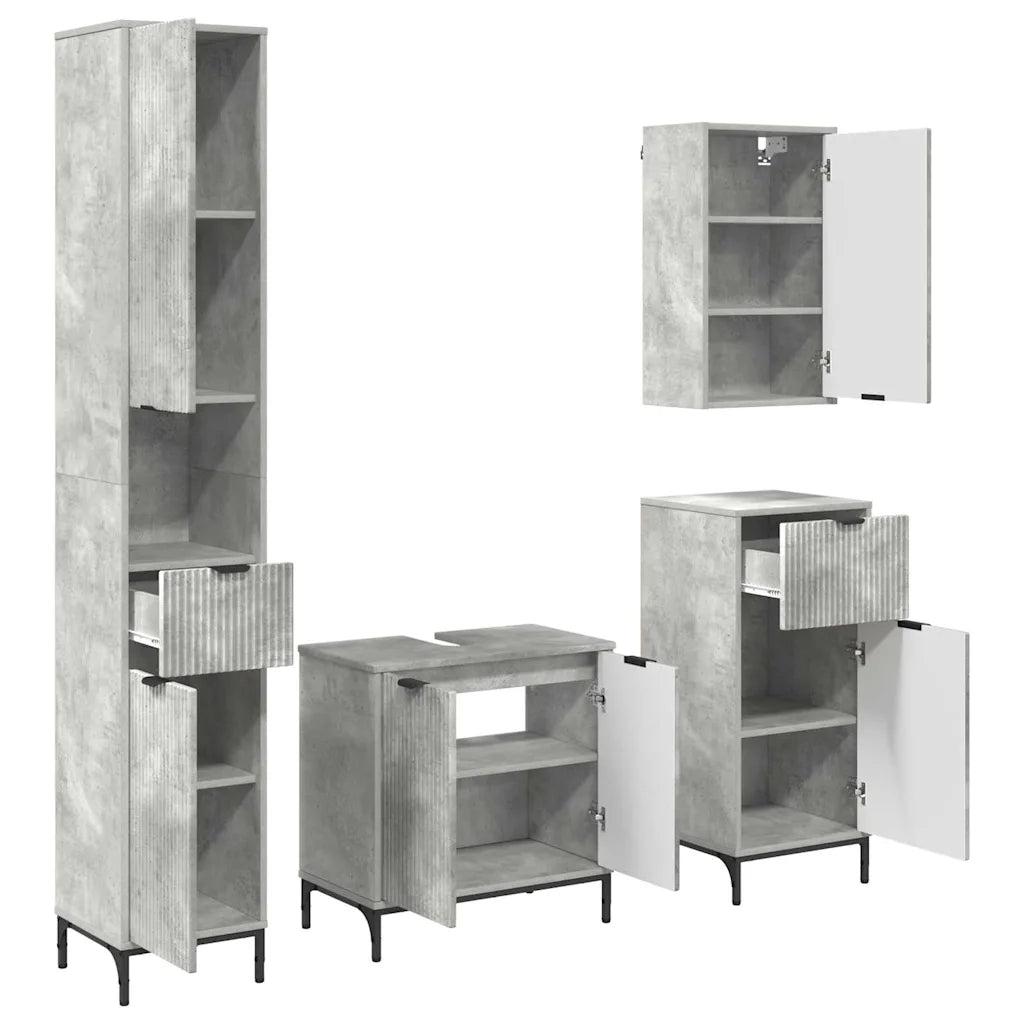 Set di mobili per il bagno con cassetto Grigio cemento 3393116
