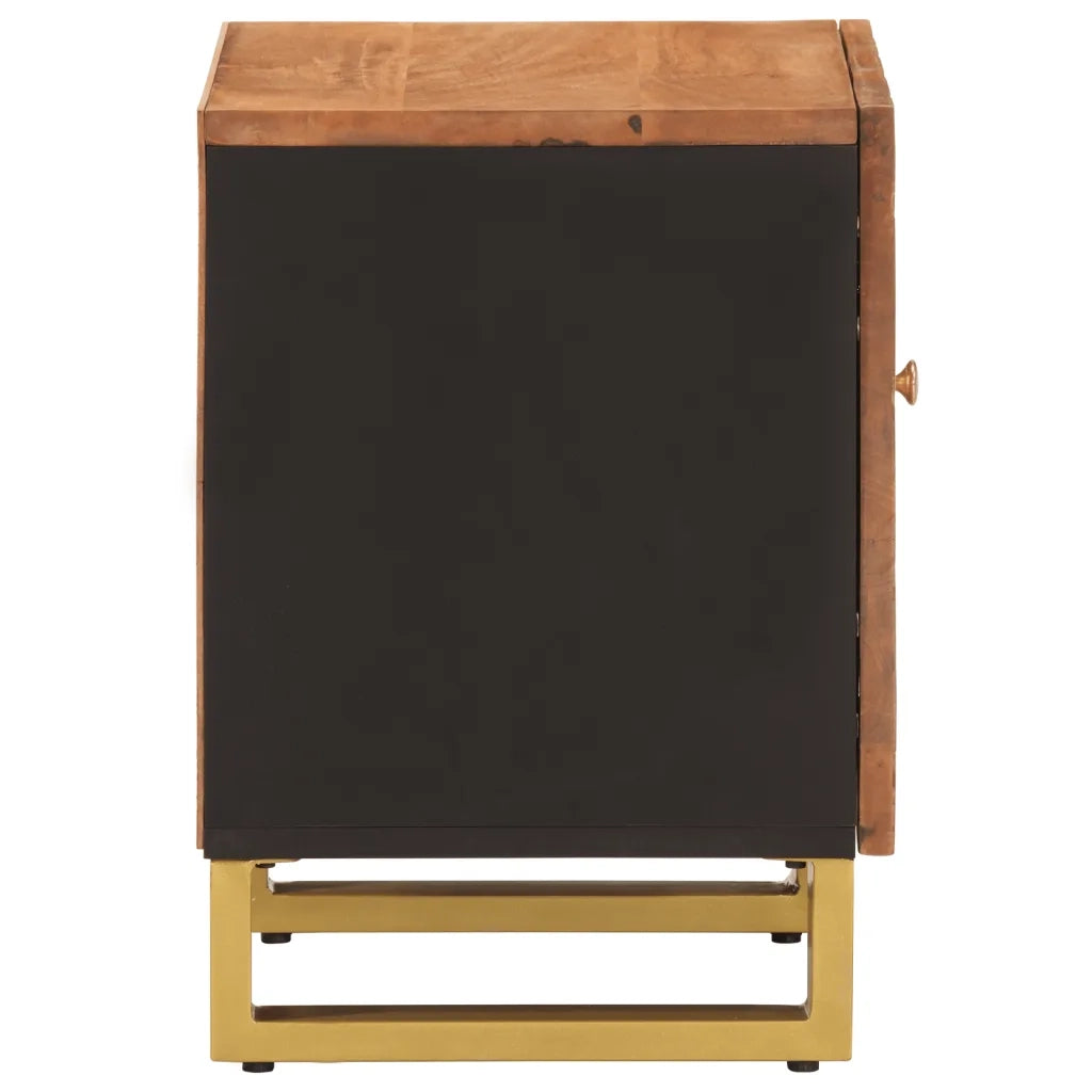 Comodino Marrone e Nero in Legno Massello di Mango 356779