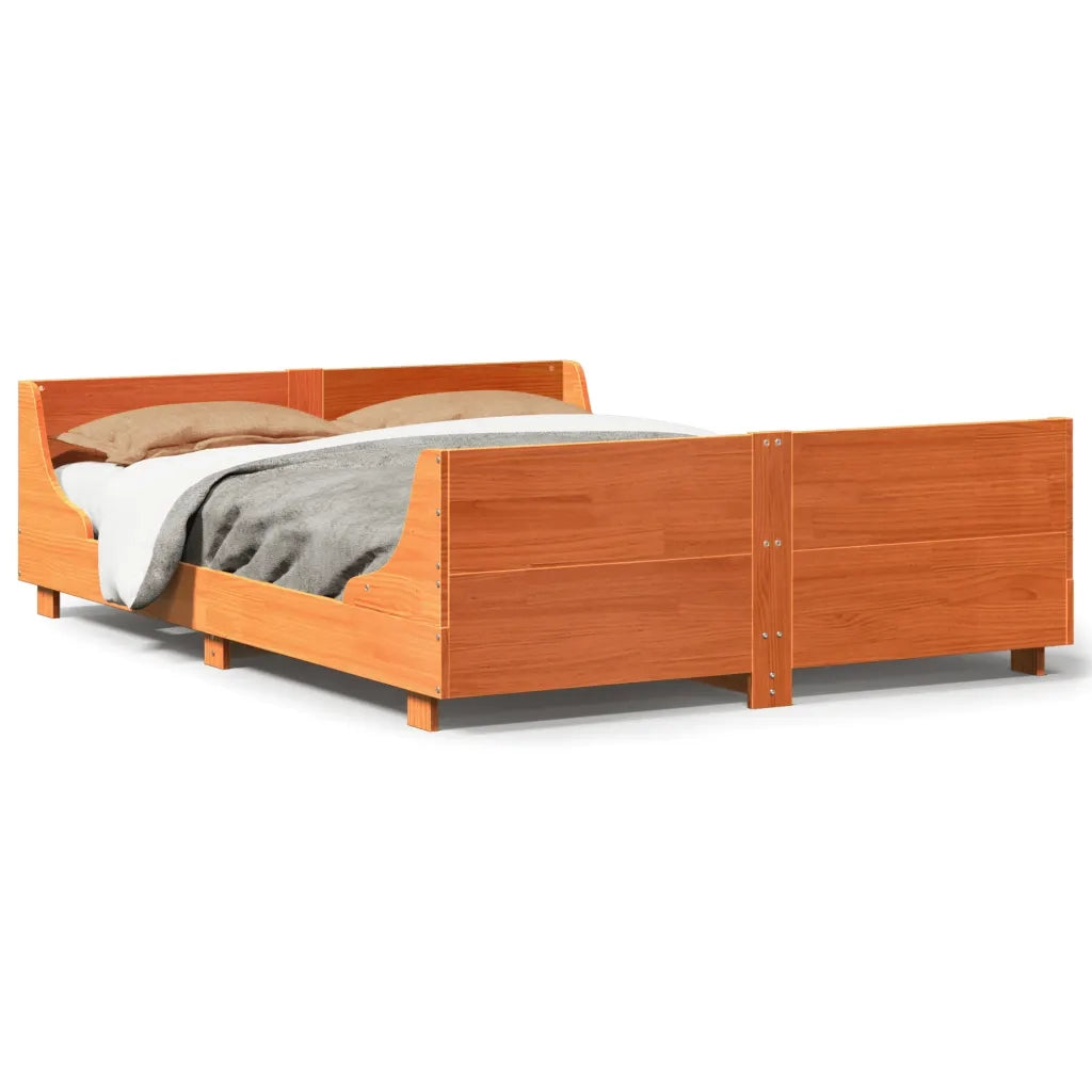 Letto senza Materasso-Struttura Letto Marrone Cera 150x200 cm in Legno di Pino 956048