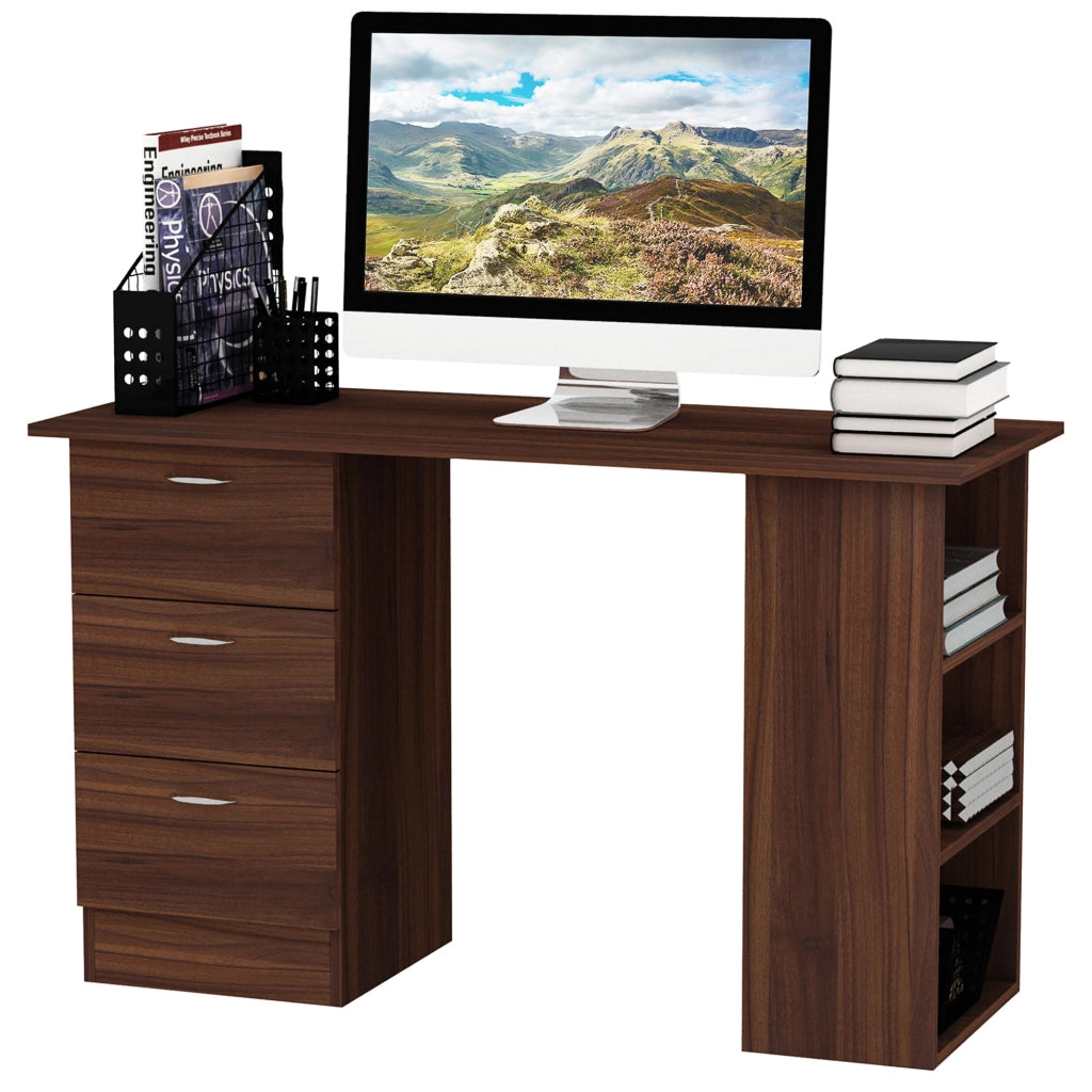 Scrivania con cassetti e ripiani ¨C zephmum ¨C noce 120x50 cm
