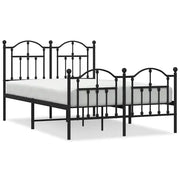 Letto matrimoniale | Letto per adulti | Giroletto con Testiera e Pediera Metallo Nero 120x200 cm