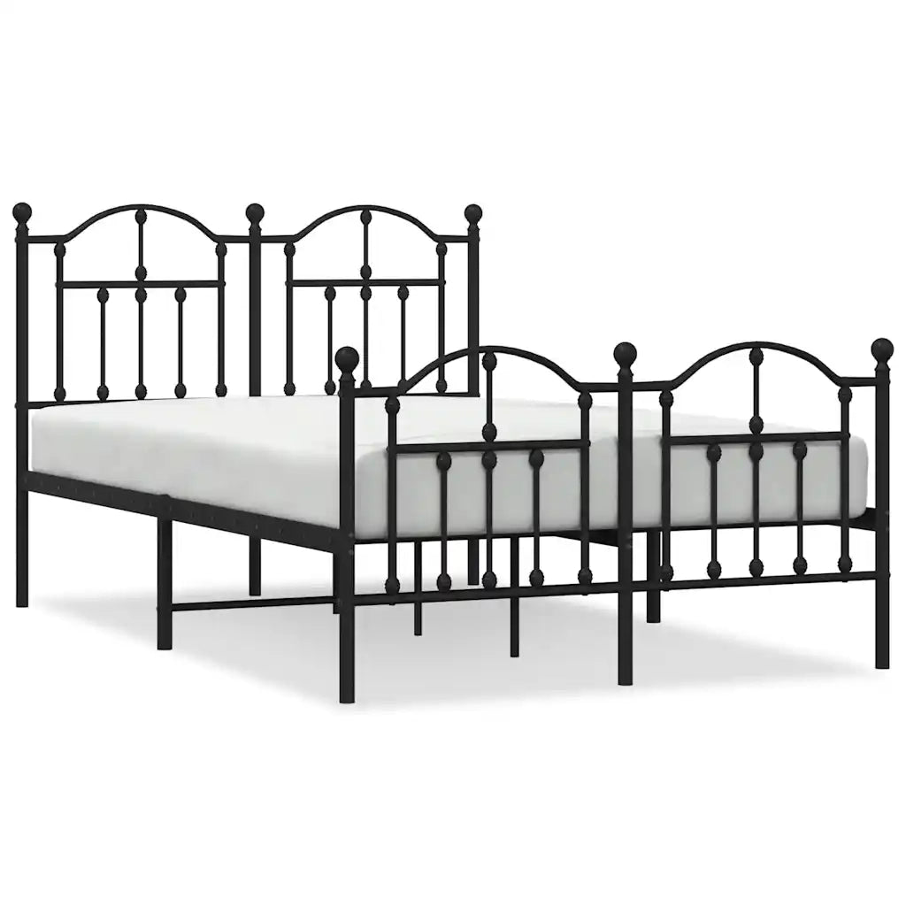 Letto matrimoniale | Letto per adulti | Giroletto con Testiera e Pediera Metallo Nero 120x200 cm