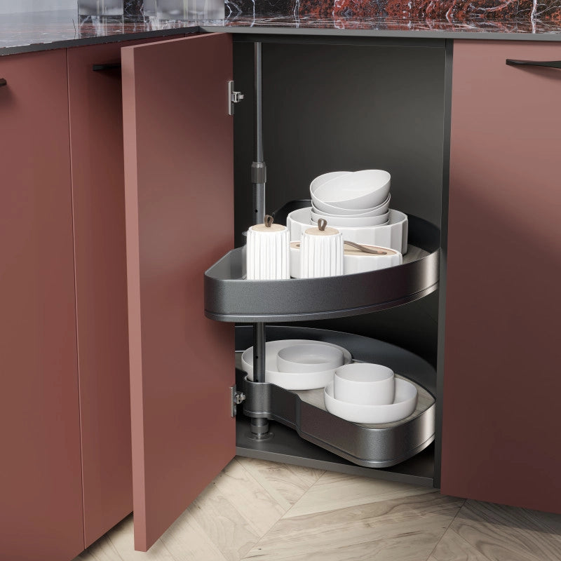 Carrello estraibile Harmony con chiusura soft, Modulo larghezza 400mm altezza 800mm, Acciaio e Legno, Grigio antracite