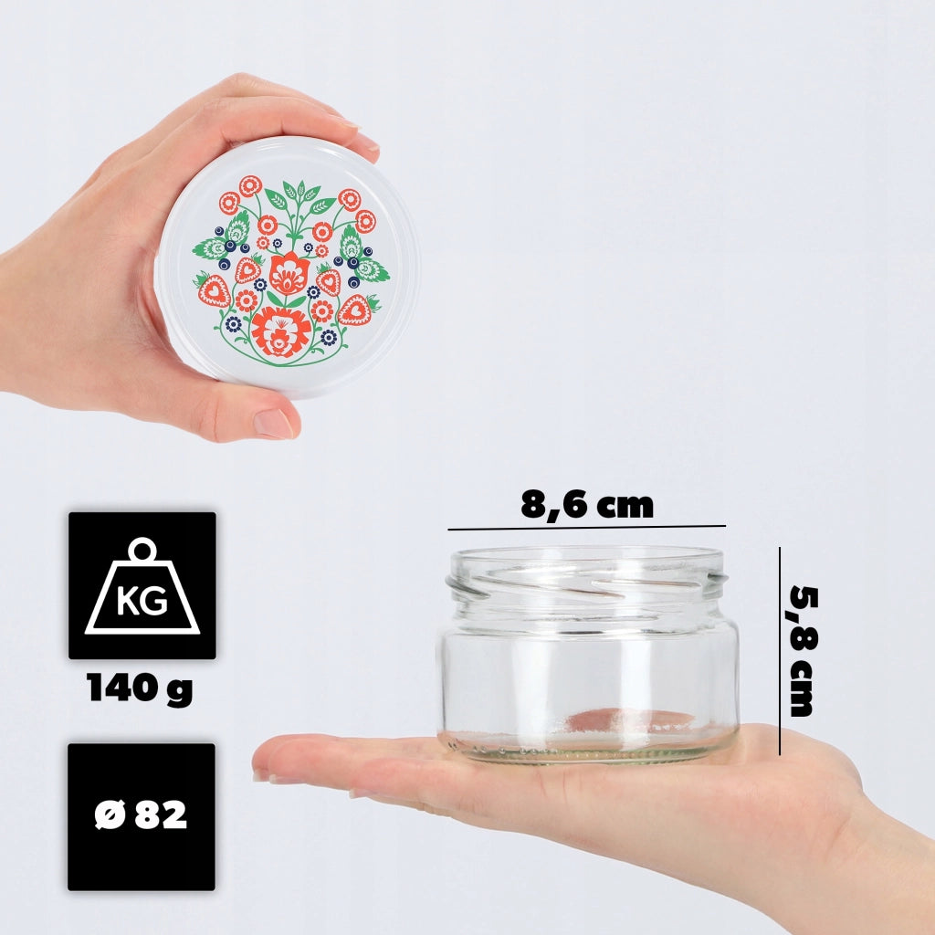 KADAX Barattoli per conserve Denia 250ml 10pz 82mm + coperchio "Folklore"