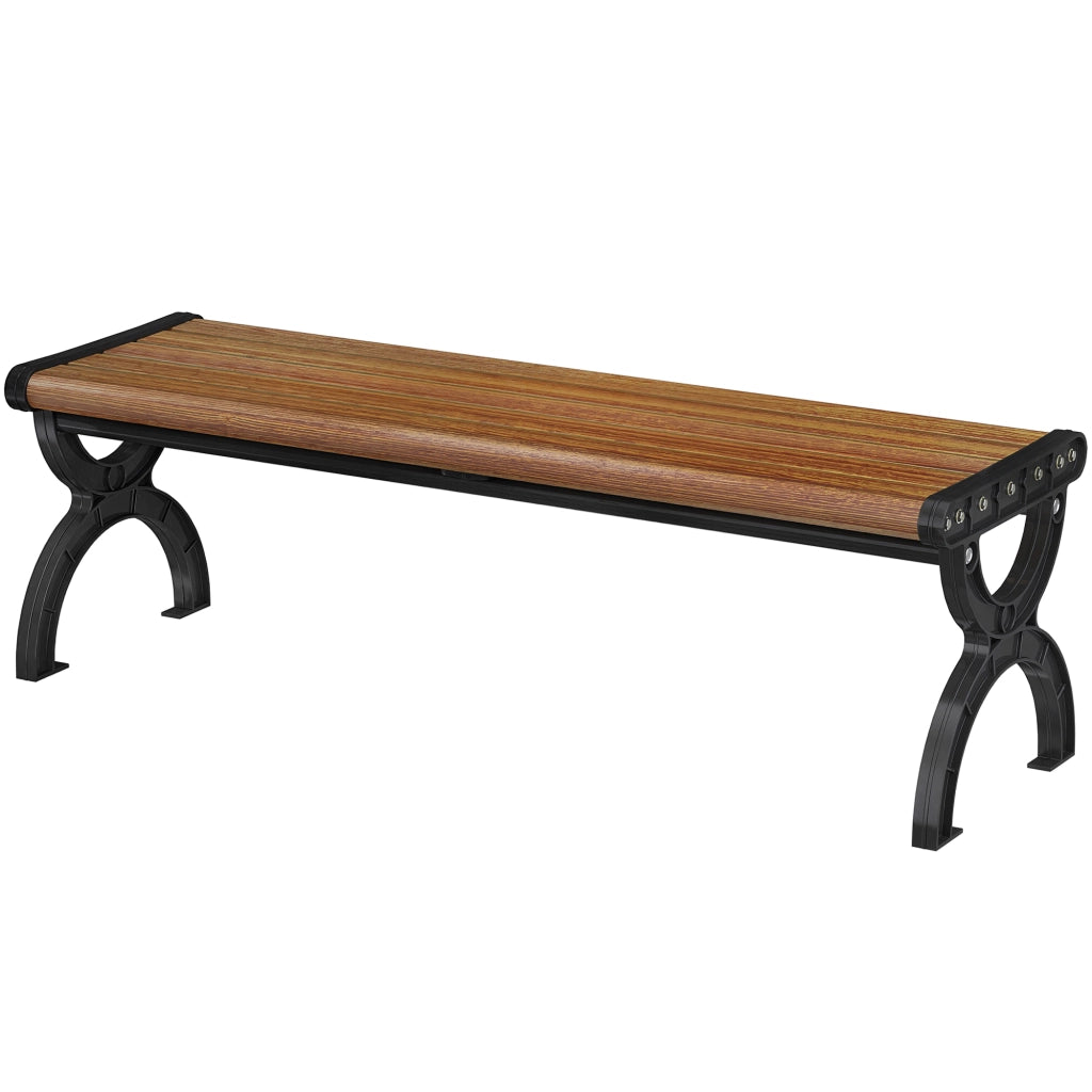 Panchina da giardino 2 posti ¨C Xylo ¨C metallo nero effetto legno 124x39x39 cm