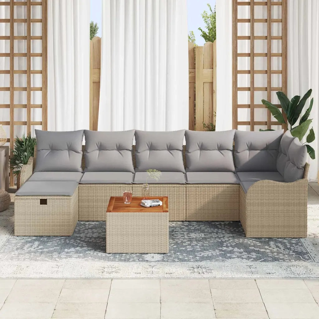 Set Divano da Giardino con cuscino 8 pcs Beige Poly Rattan 3360822