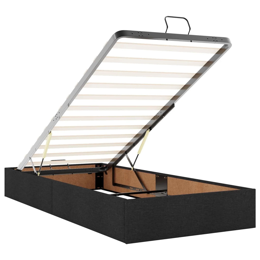 Letto Ottomano con Materasso e LED Nero 100 x 200 cm Tessuto 3458050