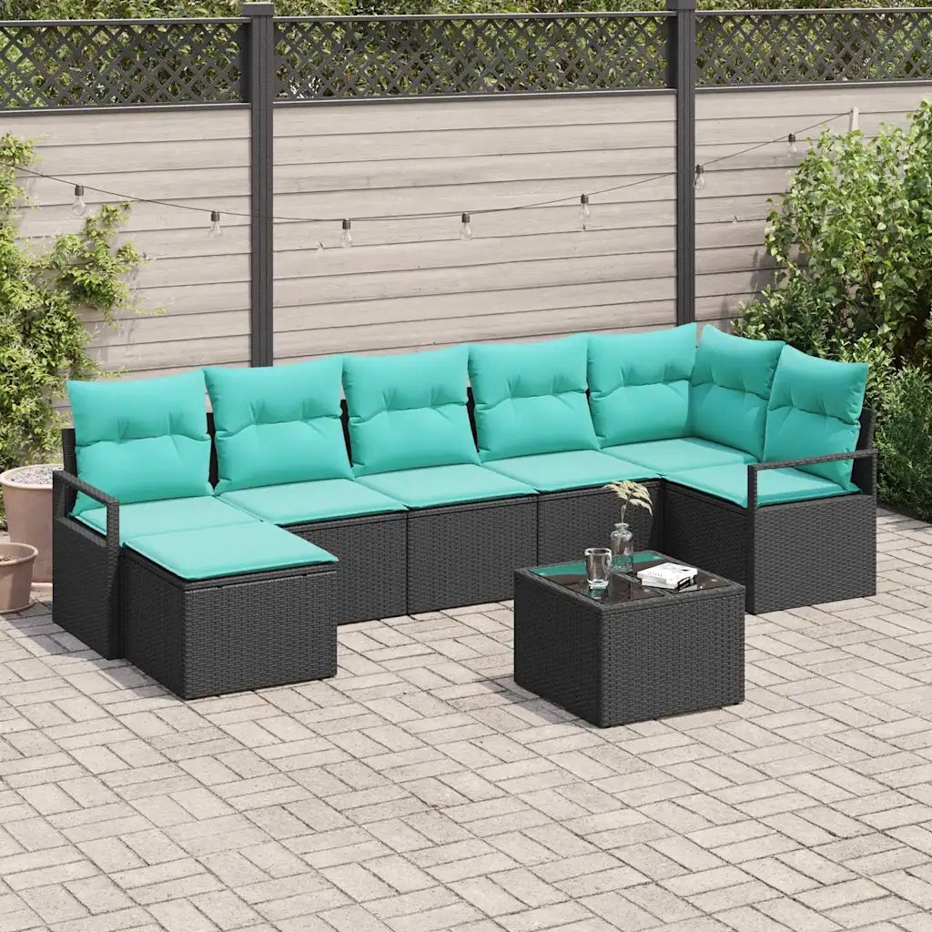 Set di divani con cuscino 8 pcs Nero polyrattan 3346486
