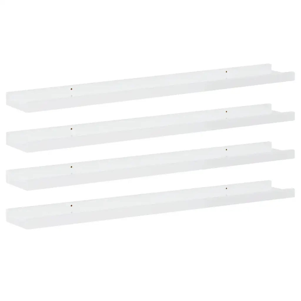 4 pz Mensole da Parete | Scaffali a Parete | Ripiano a parete Bianco Lucido 80x9x3 cm