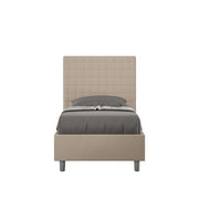 BS COM Letto singolo con rete imbottito 80x210 similpelle tortora
