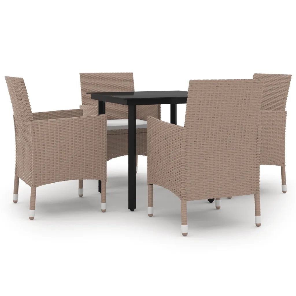 Set da Pranzo da Giardino 5 pz e Cuscini in Polyrattan Nero 3099704