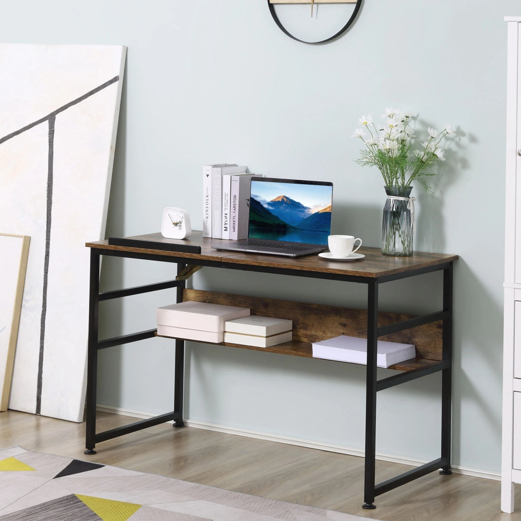 Tavolo da disegno inclinabile ¨C zephmum ¨C design industriale, piano regolabile, ripiano, effetto legno vecchio, metallo nero