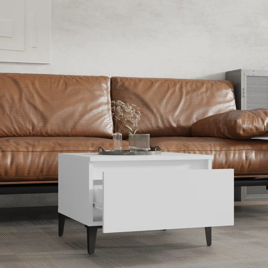 Tavolini Bianchi 2pz 50x46x35 cm in Legno Multistrato 819517