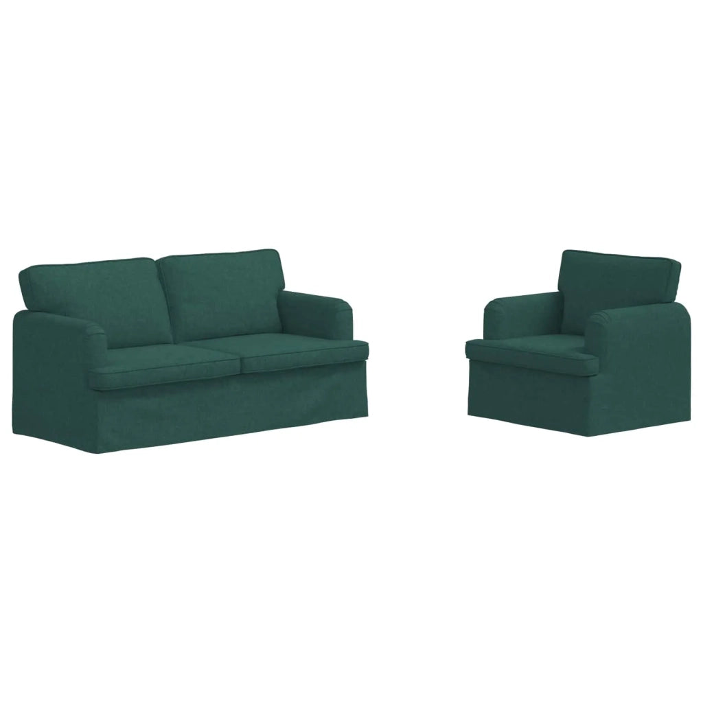 Divano 2 pcs Verde Scuro 162 x 80 x 85 cm Tessuto