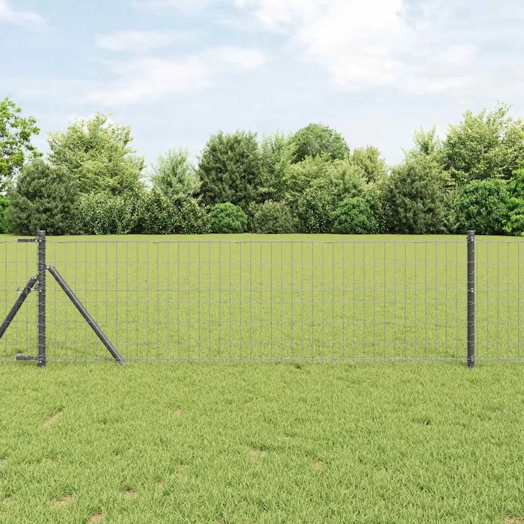 Recinzione con Posto Grigio 0,8 x 25 m Acciaio e PVC