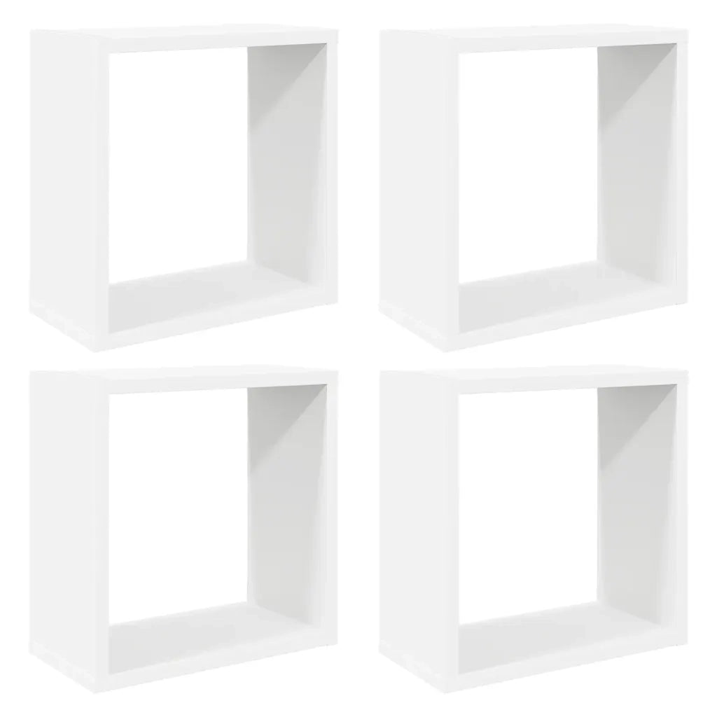 4 pz Mensole Parete | Mensola sospesa a Cubo Bianche 30x15x30 cm