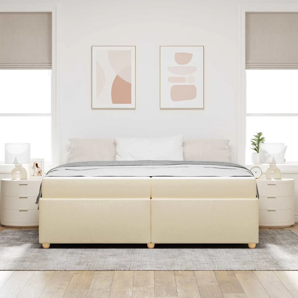 Struttura del letto con materasso Crema 200 x 200 cm Tessuto 3399382