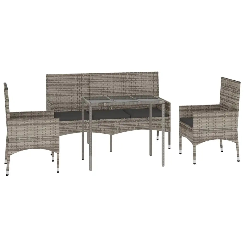 Set Divani da Giardino 4 pz con Cuscini in Polyrattan Grigio 319505