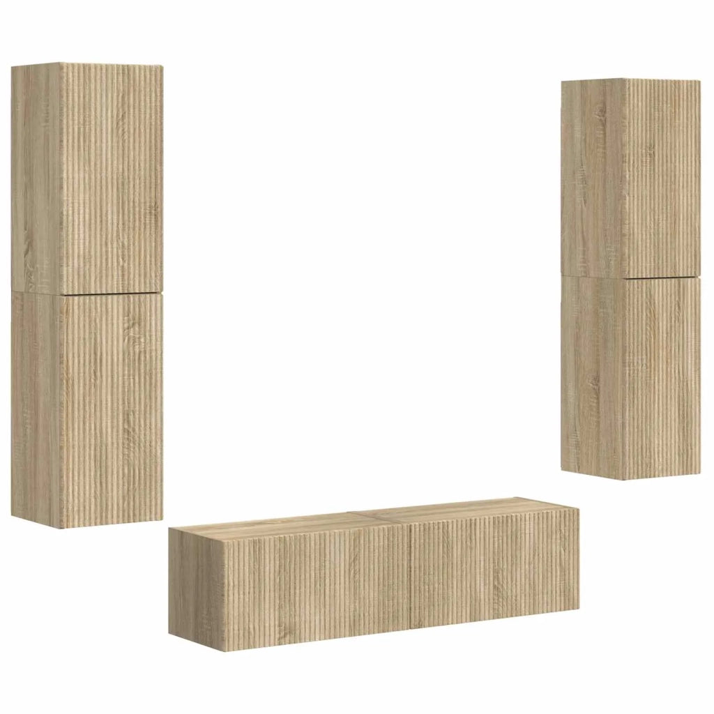 Set mobile TV 6 pz-Credenza per TV Rovere Sonoma Legno multistrato 494171