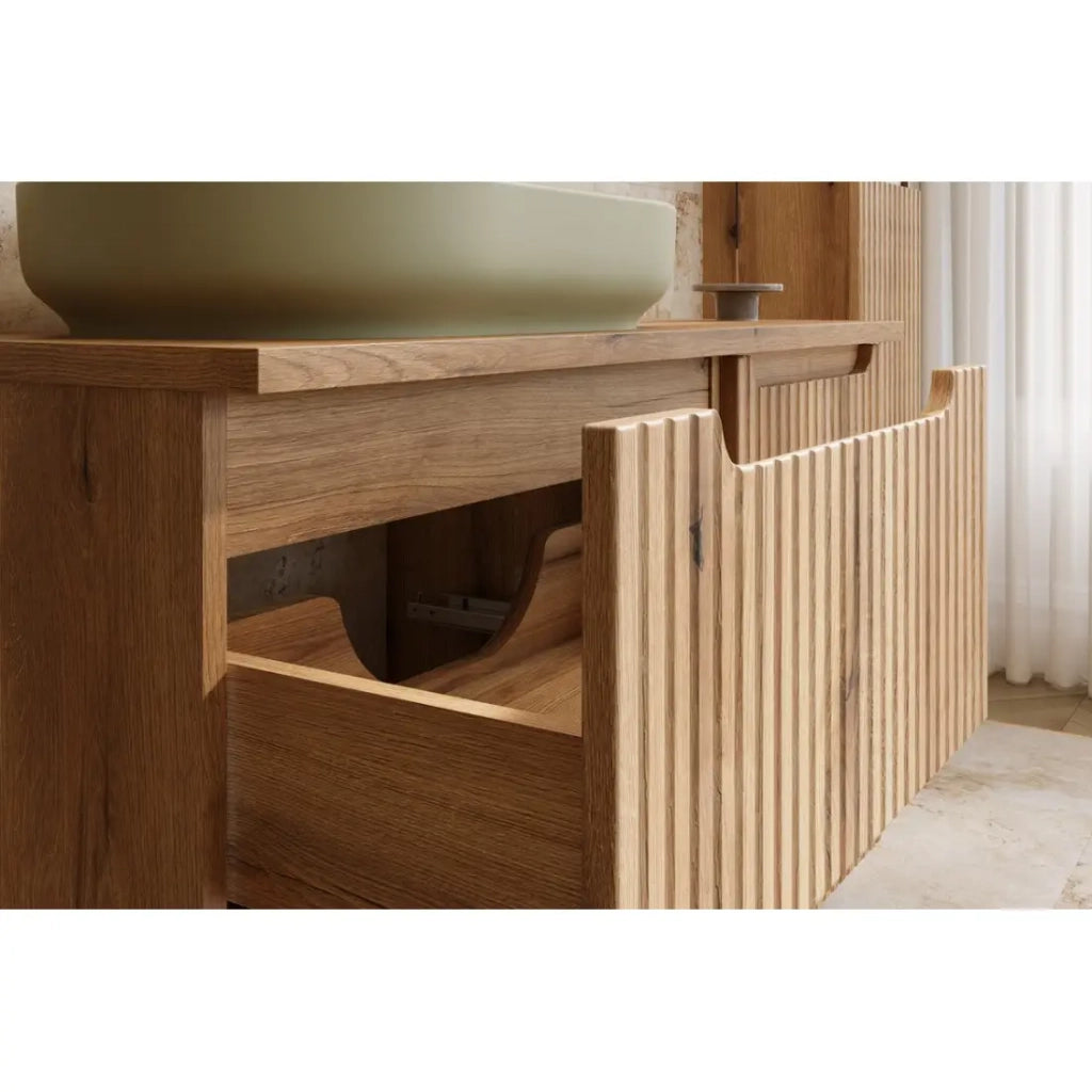 Mobile sottolavabo VANO 80 cm in rovere sospeso con 2 cassetti