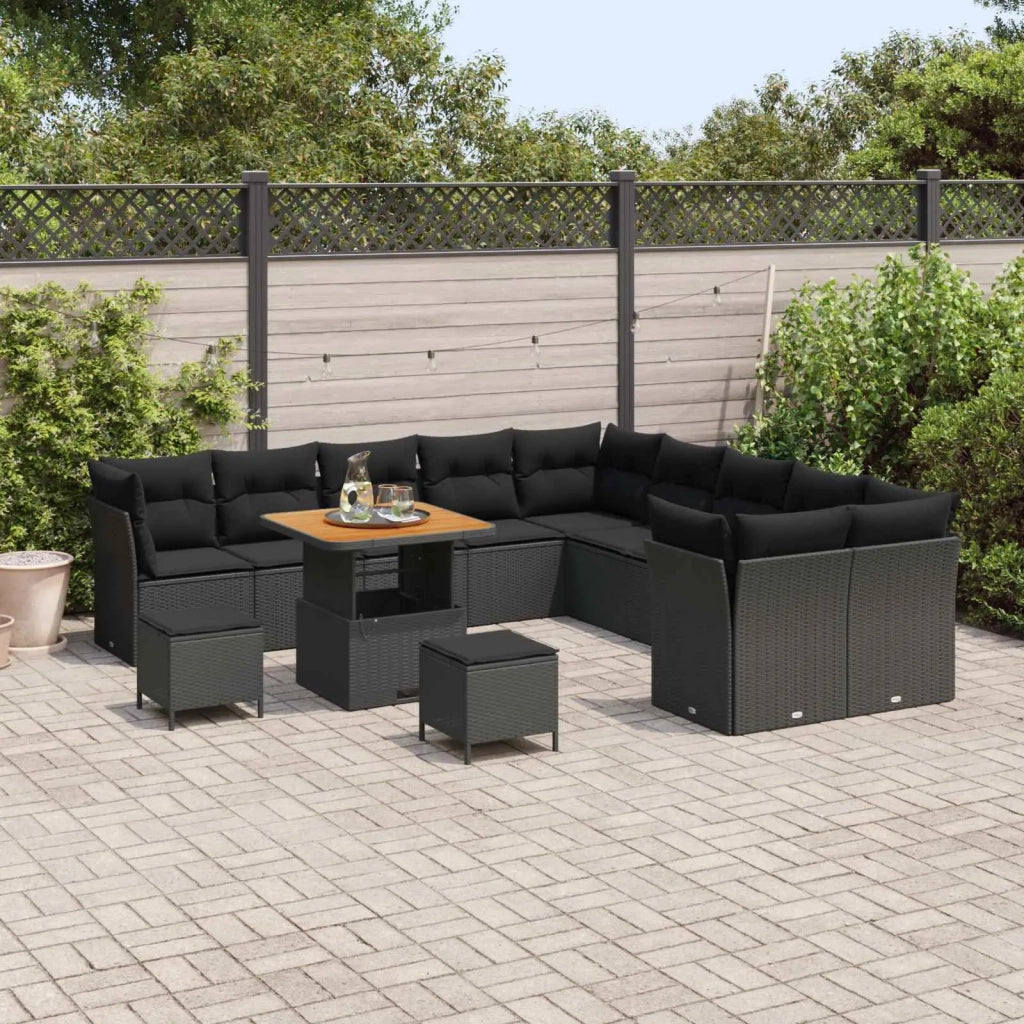 Set Divano da Giardino 13 pcs Nero polyrattan 3361539