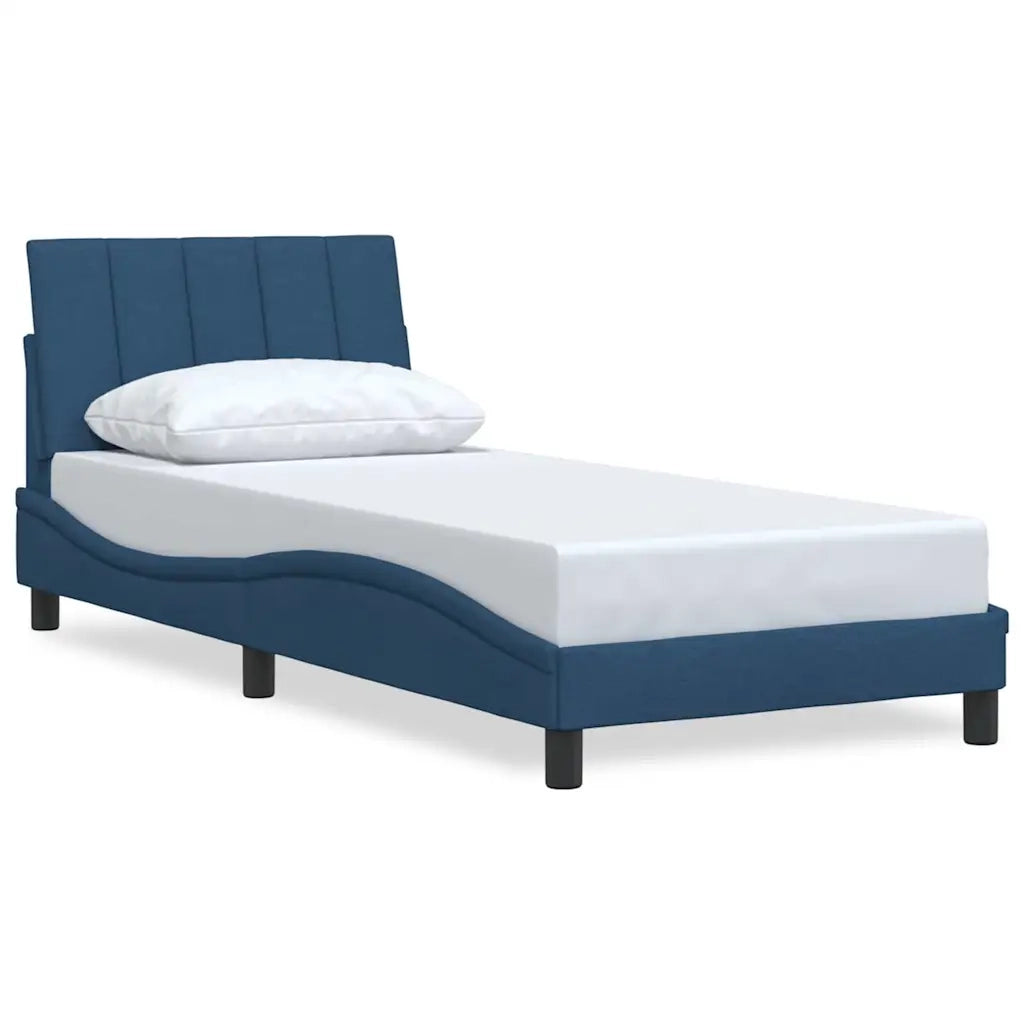 Letto singolo | Letto per adulti | Giroletto senza Materasso Hanko Blu 90x200 cm in Tessuto