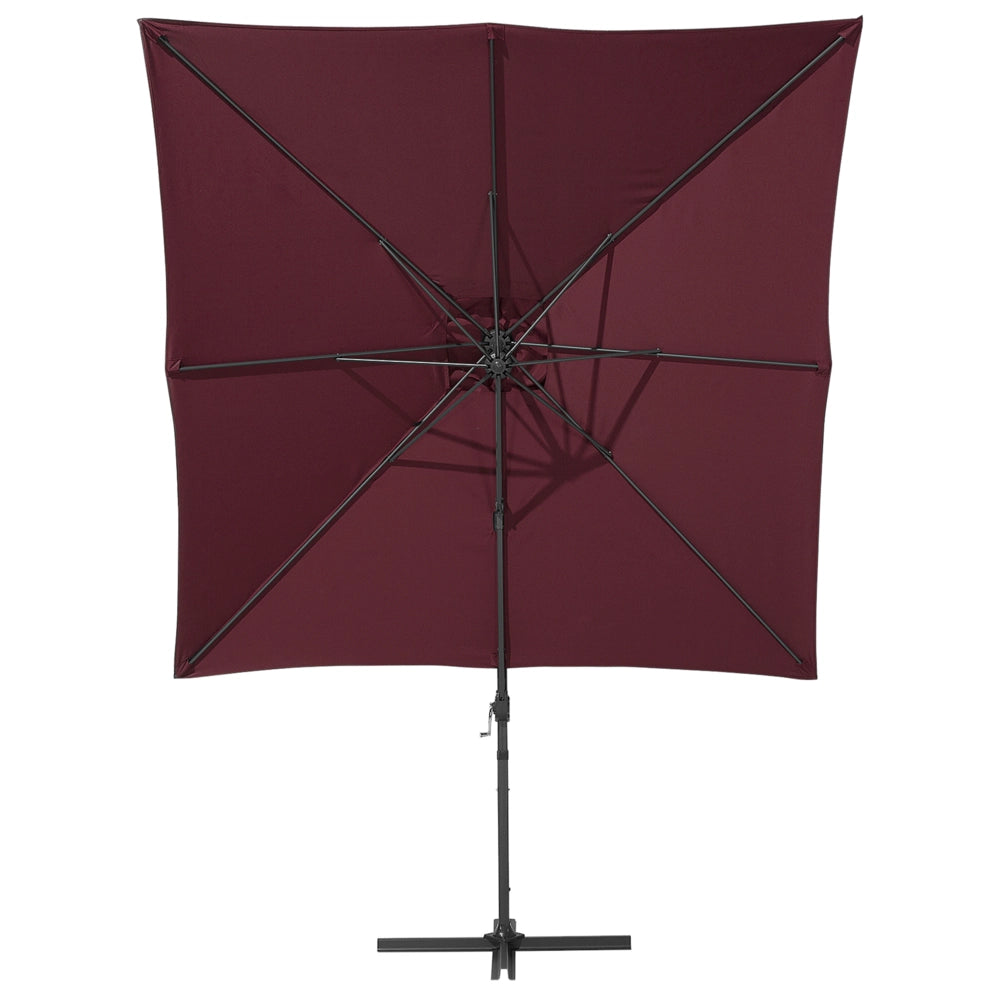 Ombrellone da giardino bordeaux baldacchino palo in acciaio Nero 235 cm a sbalzo resistente agli agenti atmosferici con meccanismo a manovella