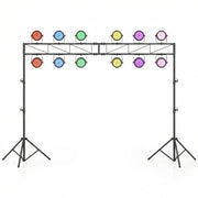 Supporto luci DJ con traversa e stativo treppiede regolabile, Supporto triangolare pieghevole per feste eventi concerti 140-265 cm