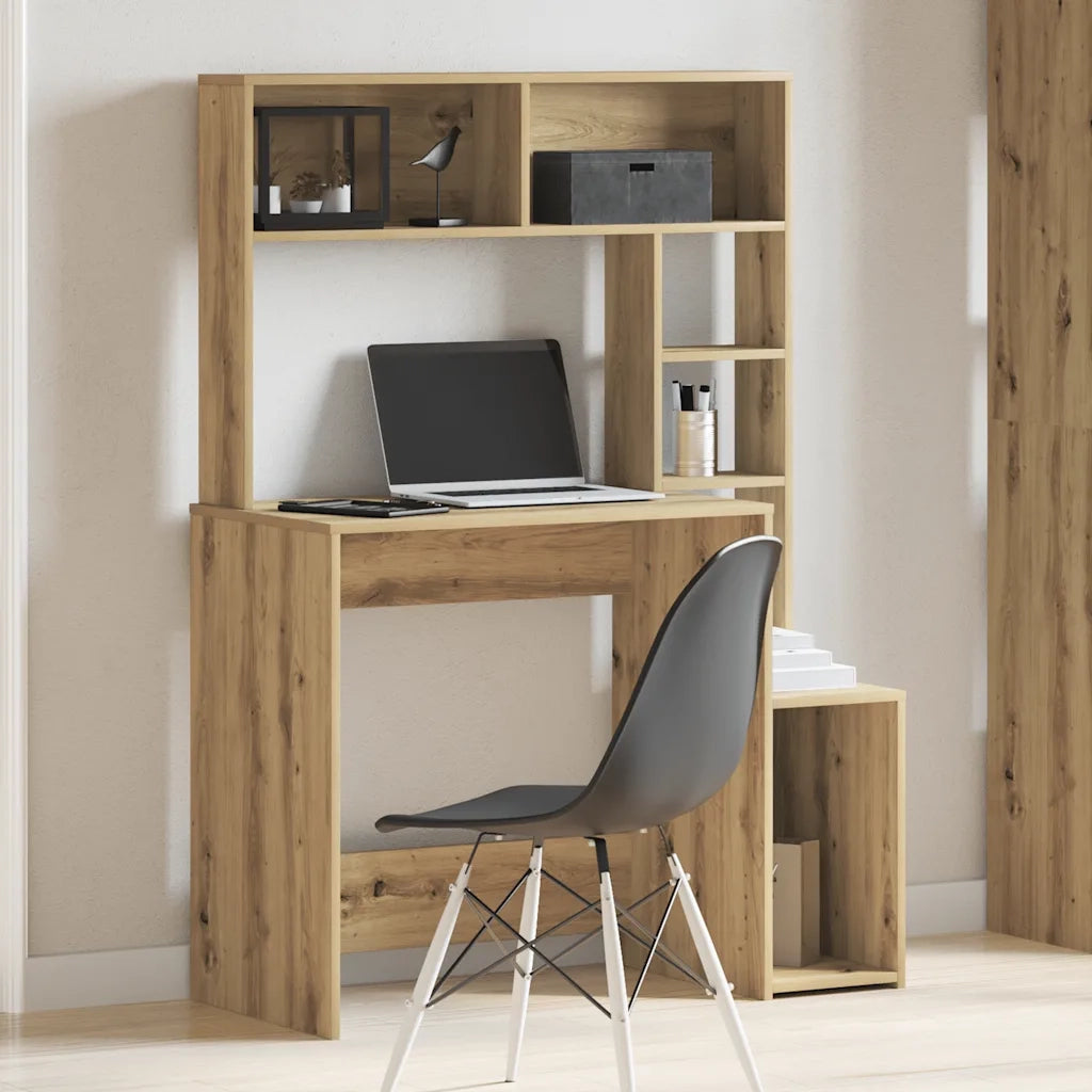 Scrivania | Tavolo da Ufficio Mensole Rovere Artigianale 100x45x140 cm Truciolato