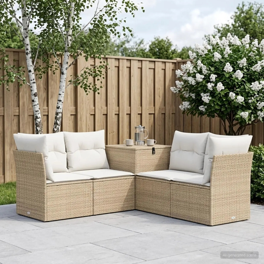 Set di divani 5 pz Beige e Bianco Crema 3447844