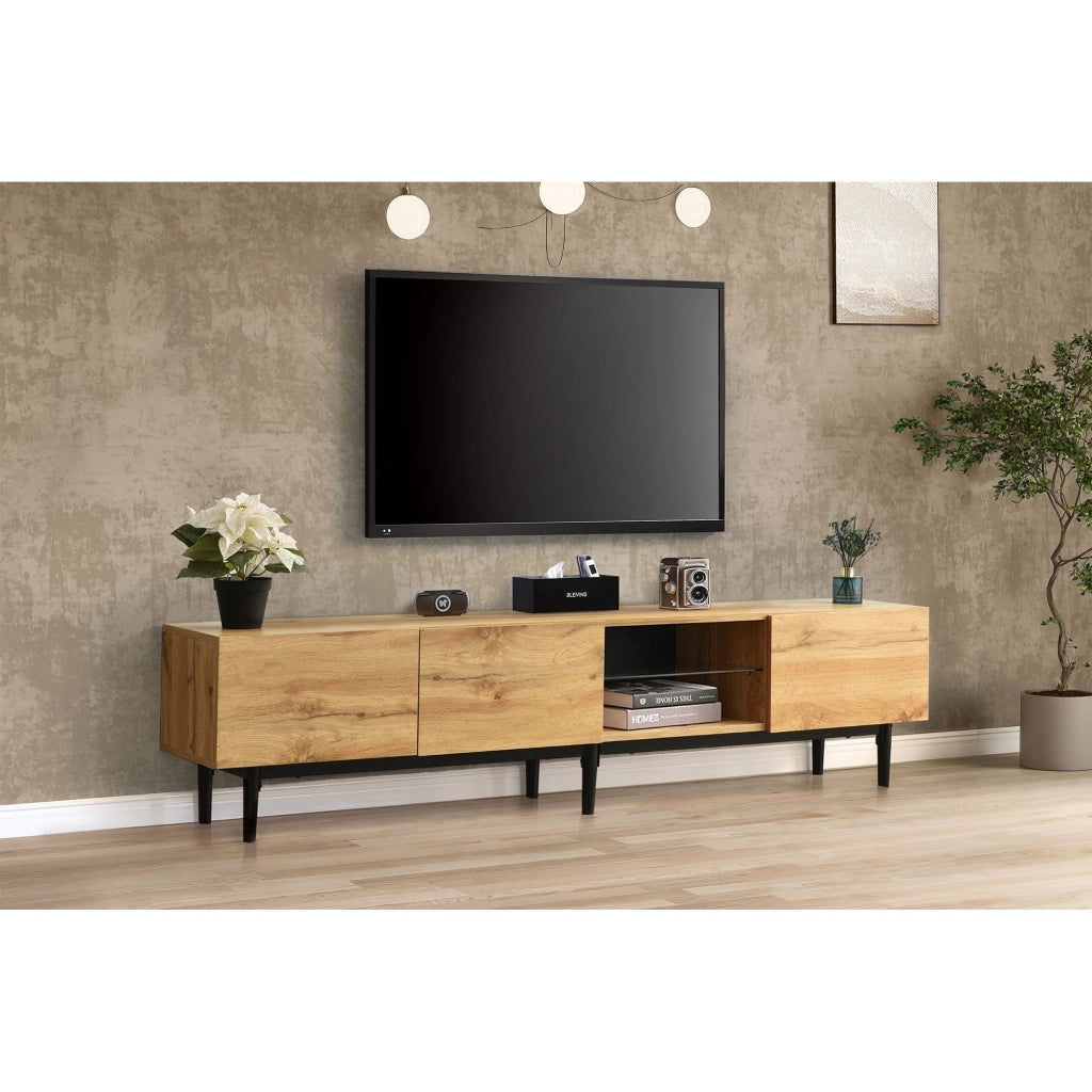 MOBILE TV LED 175x31x41 cm Rovere Chiaro in MDF