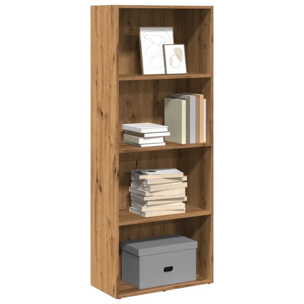 Libreria-Scaffale per Libri-Mobile di Stoccaggio Rovere Artigianale 60x30x152 cm in Legno Multistrato
