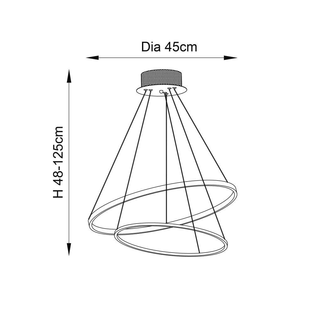 Lampada a sospensione LED anelli cromo 28W Endon KLINE