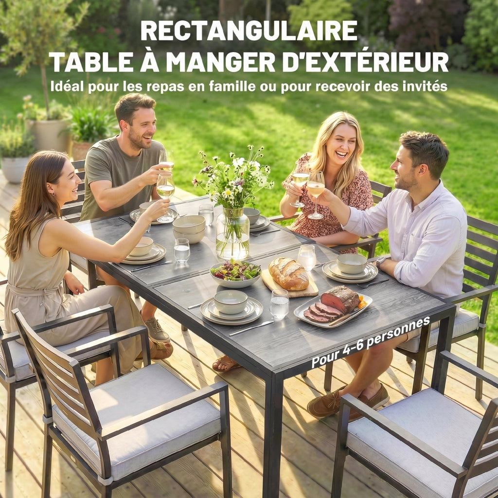 Tavolo da pranzo esterno effetto legno per 6 persone ¨C Xylo ¨C grigio 150x80x74 cm