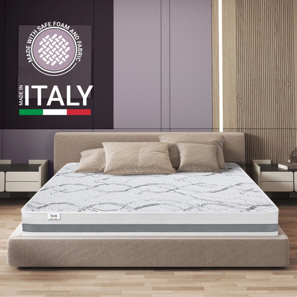 Materasso Singolo 95x210 cm a Media Rigidita' | Altezza 25 cm | Tessuto Anallergico e Traspirante | Proprieta' Ortopediche e Automodellanti | Prodotto in Italia