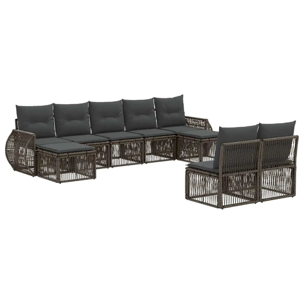 Set Divano da Giardino 9 pz Grigio e Grigio Scuro polyrattan 3435533