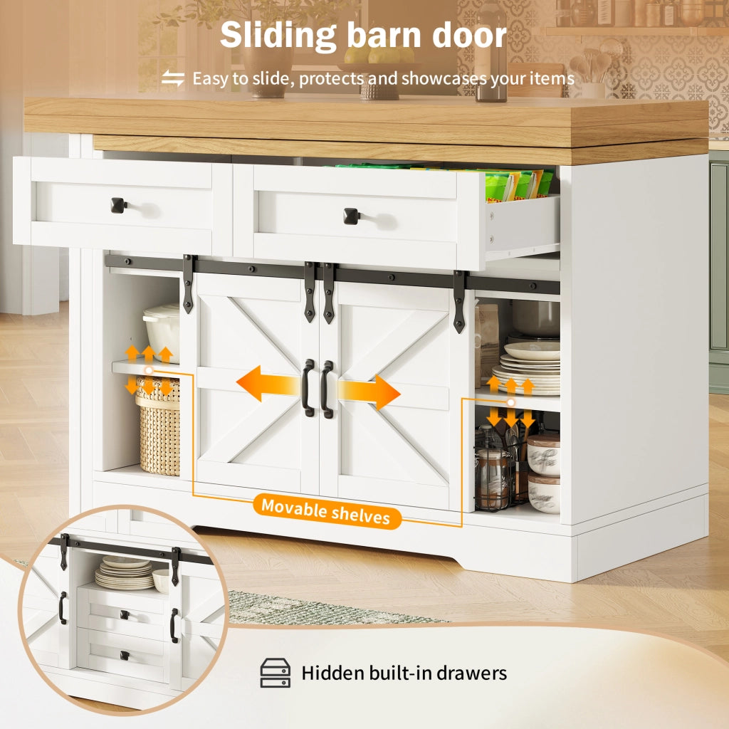 Tavolo da pranzo con mobile laterale e piano girevole 360 per cucina e sala da pranzo in MDF bianco 120 × 40 × 72 cm