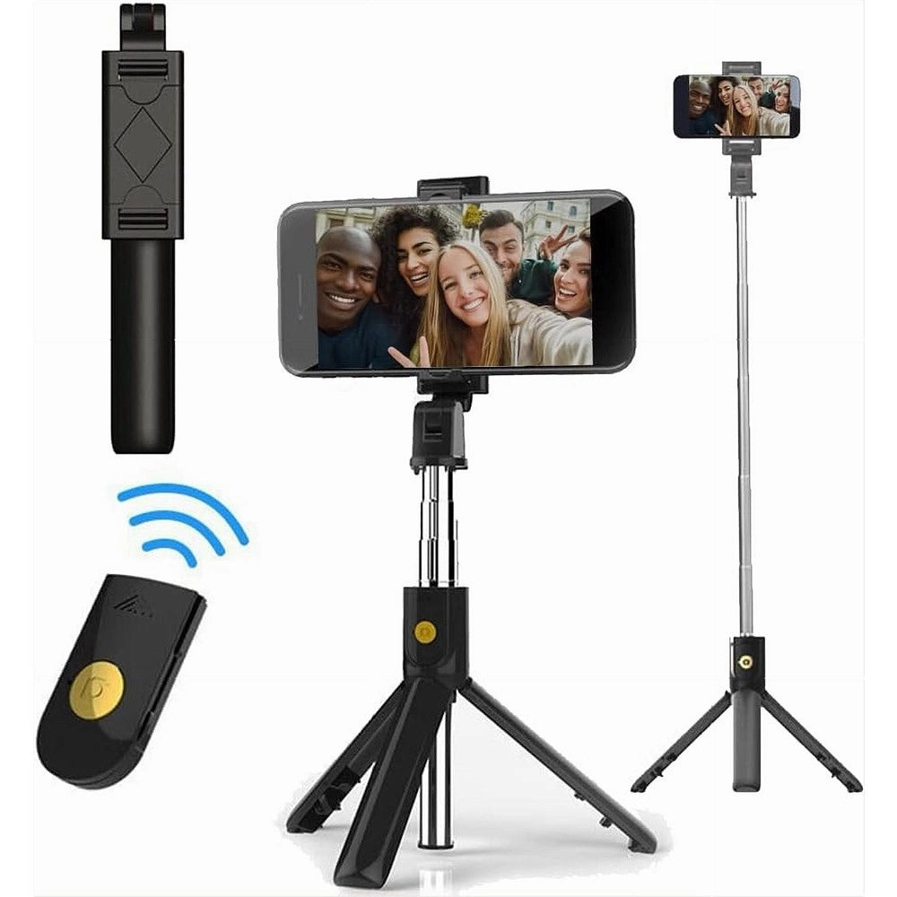 Trade Shop - Treppiede 3in1 Selfie Stick Bluetooth Asta Estensibile Con Telecomando Portatile -