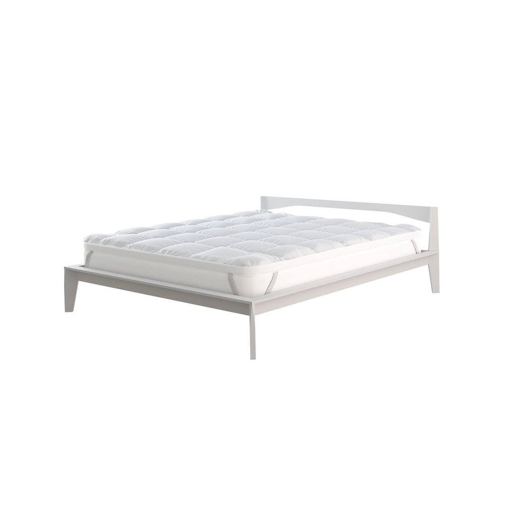 Topper One Matrimoniale 160 x 195 cm Imbottitura Effetto Piuma con Elastici in Cotone Bianco Varie Misure