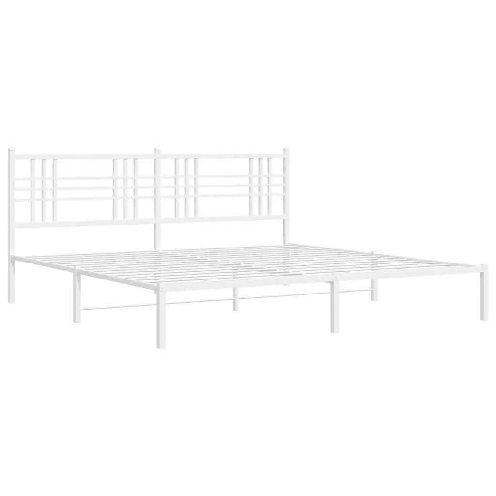 Letto matrimoniale | Letto per adulti | Giroletto con Testiera Metallo Bianco 183x213 cm