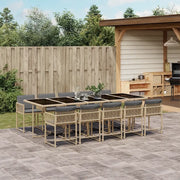 Set Pranzo da Giardino 11 pz con Cuscini Beige Misto Polyrattan
