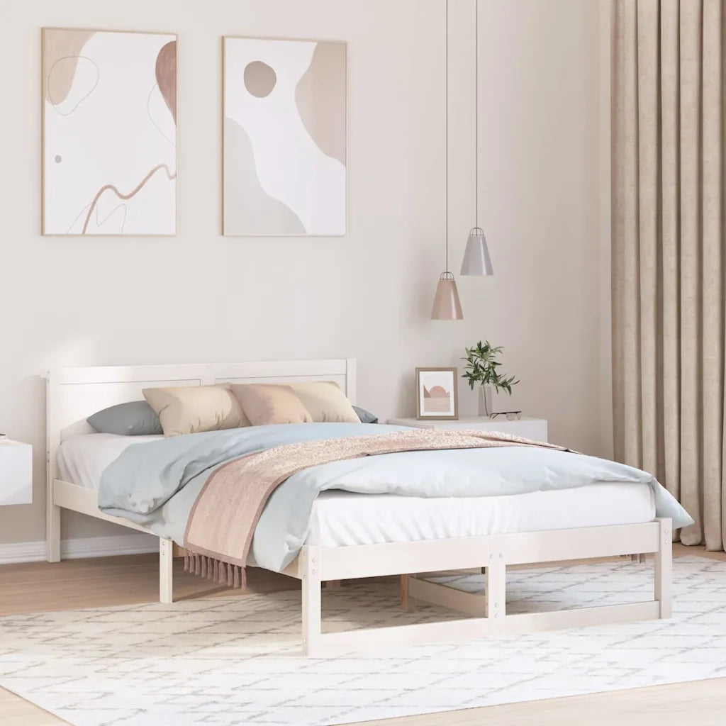 Struttura del letto-Giroletto-Rete del Letto Bianco 140 x 190 cm Pino massello 421206