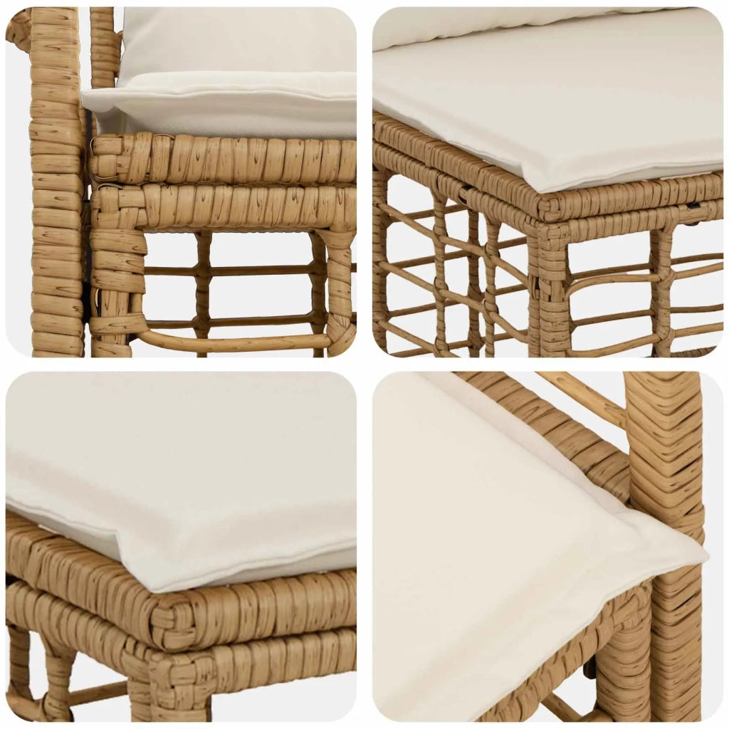 Set di divani da esterno 5 pz | Set Salotto da Giardino Naturale e Bianco Crema
