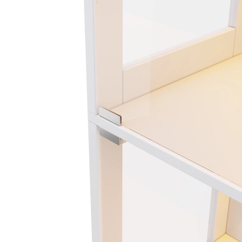 VETRINA LED 80x35x170 cm in MDF e Vetro Bianco con 4 Ripiani