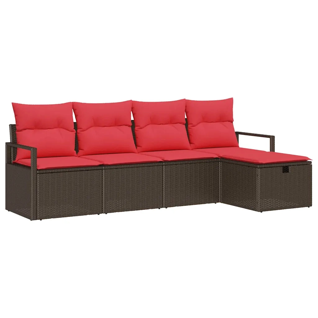 Set di divani con cuscino Marrone e Rosso polyrattan 3359163