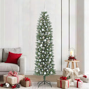 Albero di Natale Artificiale Sottile Verde e Bianco 210 cm 3395310